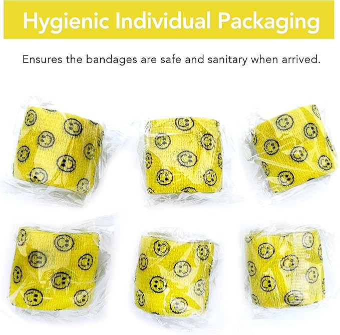 RISEN Cohesive Bandage 2” x 5 Yards, 6 Rolls, Self Adherent Wrap Medical Tape, Adhesive Flexible Breathable First Aid Gauze Ideal for Stretch Athletic