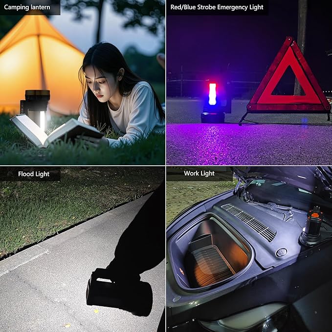 Rechargeable Spotlight Flashlight 15000 Lumen Handheld Spotlight 10800mah LED Big Searchlight Twin Side Flood Light for During Hurricane Emergency LED Lanterns Outages Hunting Hiking Boating Camping