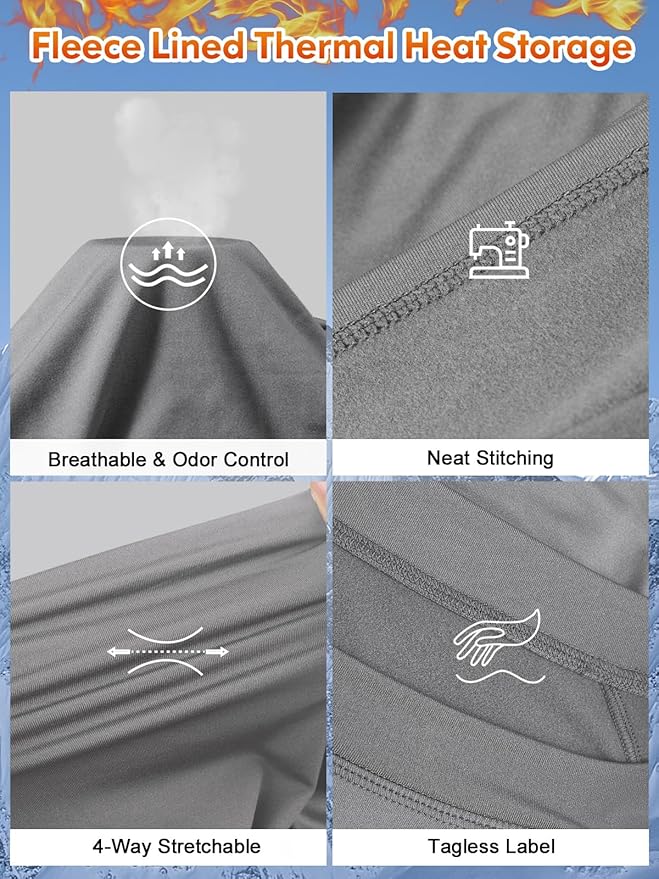 romision Thermal Underwear for Men Long Johns Fleece Lined Hunting Gear Bottom Top Set Base Layer for Cold Weather Gift