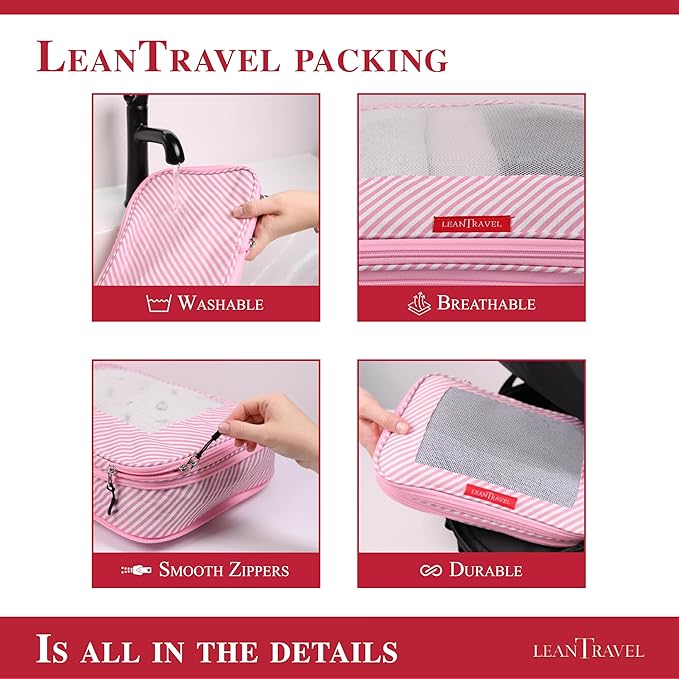 Compression Packing Cubes for Travel Organizers with Double Zipper, LeanTravel