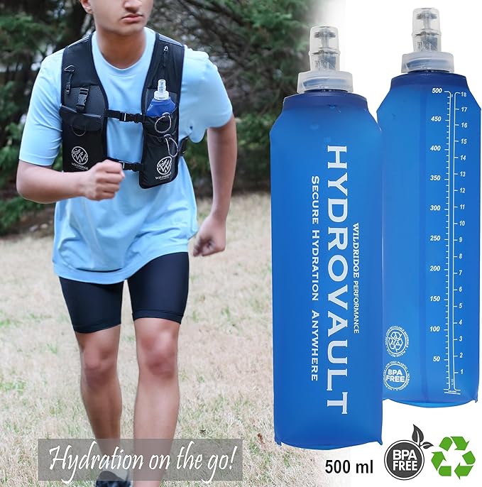 Running Hydration Vest | Mens & WomensRunning Vest | Reflective Vest Running | 7 Pocket Storage with 17oz Flask |Secure Phone Holder | Adjustable Lightweight Black Neoprene.