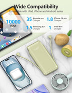 Portable Charger Power Bank with Built-in Cable & AC Plug, 10000mAh Fast USB-C Charger, Slim Mini Battery for iPhone 16/15/14/13/Pro/Max & All USB-C Devices