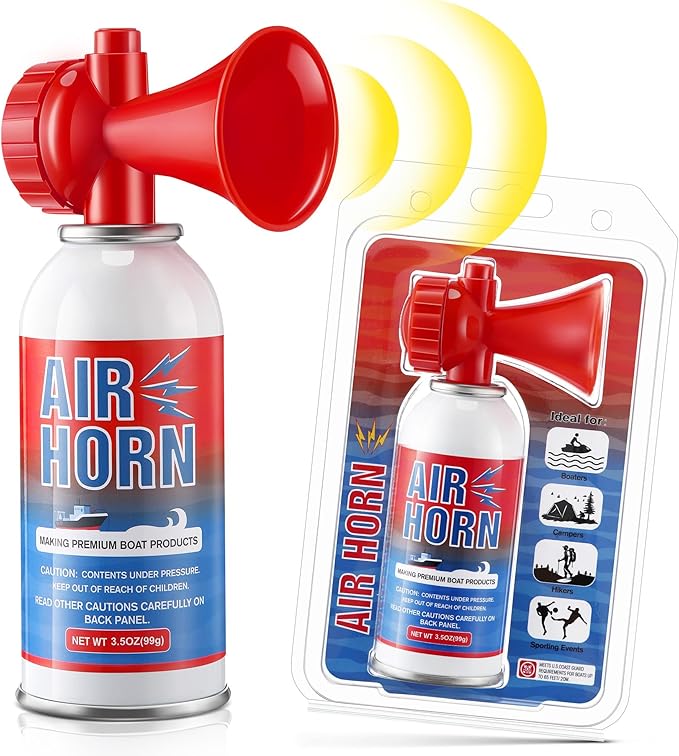 1 Pack Large Air Horn for Safety 3.5oz, 122dB Very Loud Marine Air Horn for Boat, Coast Guard Approved, Great for Boat & Marine Safety, Sporting Events, Travels, Hiking (Red)