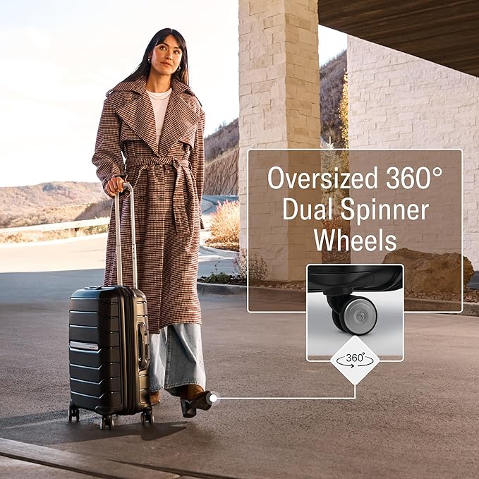 Samsonite Freeform Medium Luggage with Dual 360° Spinner Wheels - Checked Suitcase - TSA Lock, Airline-Approved - Lightweight Durable Polypropylene Expandable Hardshell - White/Grey