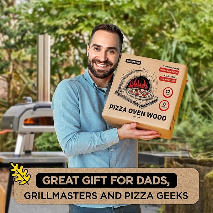 Pizza Oven Wood with Fire Starters, 12 lbs Kiln-Dried White Oak Logs (6 Inch) for Ooni, Solo Stove, Gozney – Low Smoke, Clean Split Firewood for Outdoor Cooking & Wood-Fired Pizza, Approx 800 cub.in.