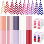 EBOOT 10 Pack Oversized Beach Towel Set Extra Large Pool Towels Microfiber Quick Dry Swim Blanket for Adult Women Men Face Hand Body Bath Travel Pool(Fancy Color,28 x 59 Inch,Cabana Stripe)