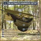 Onewind 11ft Camping Hammock with Mosquito Net and Adjustable Ridgeline, Lightweight Portable Double Hammock with Tree Straps and Bug Net, Ideal for Camping, Hiking, Backpacking, Coyote Brown