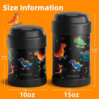 15 oz Soup Thermo for Hot Food Kids Insulated Food Jar with Spoon, Lunch Thermo Container, Width Mouth Vacuum Stainless Steel Food Thermo for School Travel, Leakproof, Easy to Open(Black)