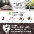 Happy Travel 1/2/3/4 Person Camping Tent, Instant Easy Pop Up Tents for Camping,Automatic Waterproof Family Camping Tent, Easy Set Up Tent,Portable Windproof Dome Tent for Camping Hiking & Traveling