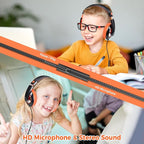 rockpapa Comfort+ Kids Headphones with Microphone, Boys Girls Student Over-Ear Headphones Wired Foldable for School Classroom Laptop PC Computer Tablet Black/Blue+Black/Orange