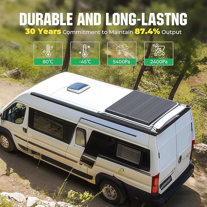 18BB 200W Solar Panel, 2Pcs N-Type 12V/24V 100 Watt Solar Panels, 25% High Efficiency Monocrystalline Solar Module, for RV, Boat, Marine, Trailer, Farm, Rooftop and Home Off-Grid System