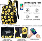 KEOFID Classic Travel backpack for Men and Women, Anti Theft Laptop Backpack with USB Charging Port for Work, Large Bag for College, Water Resistent(Sunflower)