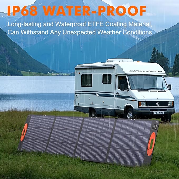 N-Type 16BB 200W Portable Solar Panel for EF/Jackery/Bluetti/Anker Power Station 20V Foldable Solar Panel 25% High Efficiency IP68 Waterproof for Outdoor Trip RV Camping Blackout Off Grid
