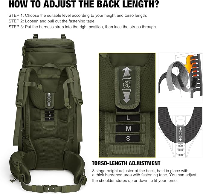 Mardingtop 75L Molle Hiking Internal Frame Backpacks with Rain Cover for Camping,Backpacking,Travelling