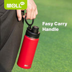 Small Water Bottle for kids-12 oz Stainless Steel Vacuum Insulated Wide Mouth Water Bottle with Spout Lid (Canyon Red)