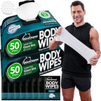 Body Wipes for Men (2pk) - 100 XL No Rinse Shower Sheets + 8 Travel Bath Wipes - 9"x12" After Gym Adult Washcloths - Mens Deodorant, Face Towels, Hunting & Camping Essentials, Survival Gear & Supplies