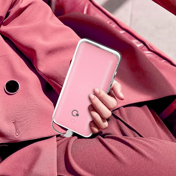 Q 10000mAh Power Bank, Slim Portable Charger,4 Output External Battery Pack with Built-in AC Wall Plug Micro USB C 3 Cables Compatible with iPhone Samsung Android Phone Tablet and More