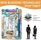 Yonlevres Sea Turtle Credit Card Holder Slim Wallet, RFID Wallet Women Front Pocket Wristlet Lanyard, Small Card Holder Travel Cute Thin ID Window PU Leather Funny Case Organizer Gifts Girls