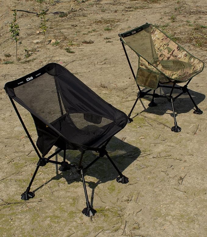 iClimb Ultralight Compact Camping Folding Beach Chair with Anti-Sinking Large Feet