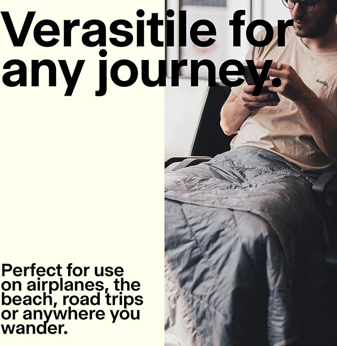 Gravel Layover Travel Blanket – Ultra-Light, Compact Down Alternative for Camping and Travel (Blue)