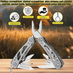 Lasnten 10 Sets Small Multitool Pliers Gift for Men, Stainless Steel Multi Tool with Oxford Cloth Cover, Pliers Foldable Knife Bottle Opener Screwdriver Apply to Camping Dad Gifts(Gray)