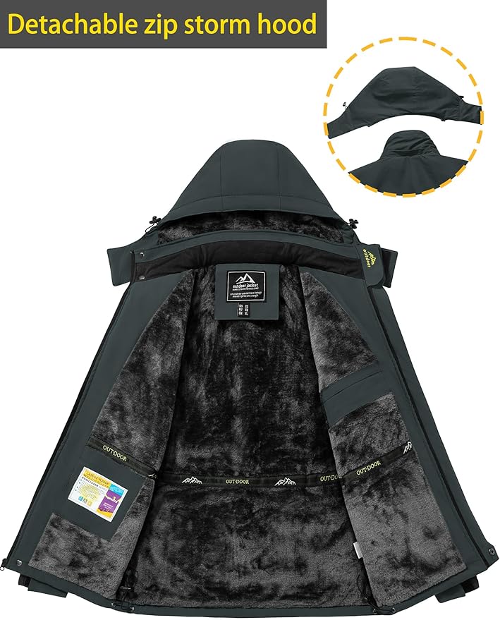 TACVASEN Men's Winter Ski Jacket Waterproof Snow Coats Snowboard Fleece Lining Jacket Warm Parka with Hooded