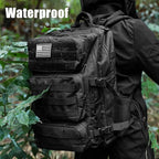 Military Tactical Backpack 25L Day Backpack for Men Molle Army 3 Days Assault Pack Bug Out Bag Water Resistant and Heavy Duty Hiking Treeking Rucksack - Black