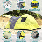 Chihee Camping Tent 3 Person Double Layered Dome Tents Large Capacity 4 Seasons Travelling Backpacking Beach Outdoor Shelter Waterproof Windproof Tent with Rainfly Inner Tent Used Independently