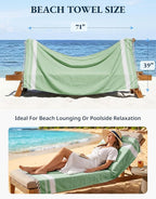 LANE LINEN Beach Towel - Pool Towels Oversized, Pre-Washed Extra Large Beach Towels, Sandless Beach Towel, Quick Dry Travel Towel, Large Pool Towel, 39"x71" - Jade Green