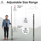 Green Elephant Camping Tarp Poles - Adjustable Aluminum Telescoping Tent Poles for Tarps, Canopy & Awning - Heavy Duty Collapsible Pole Set of 2 - Extends 8ft 2.8 in, Shrinks to 2ft 9.5 in.