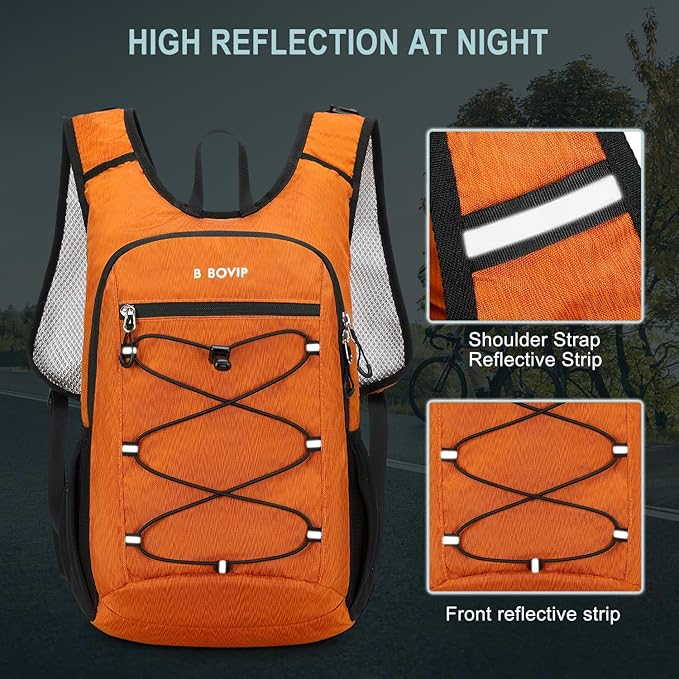 BOVIP Lightweight Hydration Back,15L Multipurpose Hiking Backpack with 1.5L Water Bladder ,Hydro Water Daypack for Cycling Hiking Rave for Men Women