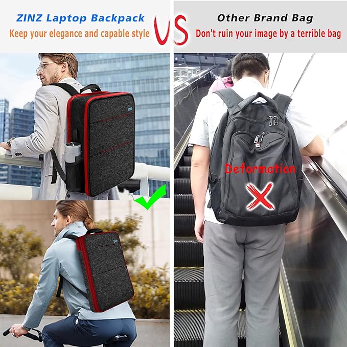 ZINZ Slim & Expandable Laptop Backpack Water Resistant Backpack Travel Backpack Compatible with MacBook Air/Pro/Neo 13-14 inch, XPS 13/14, Surface 13.5" and Most 13-14 Notebooks，B01RD01