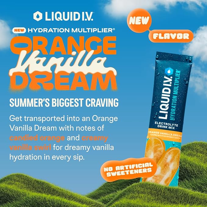 Liquid I.V.® Hydration Multiplier - Orange Vanilla Dream | Electrolyte Powder Drink Mix | 1 Pack (16 Servings)