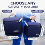 Extra Large (11.8”x11.8”x4”) Hanging Travel Toiletry Bag for Men and Women - Cosmetic Travel Bag With Shoulder Strap - Waterproof Hygiene Bag with Metal Swivel Hook and 19 Compartments for Toiletries