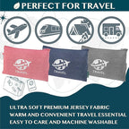 PAVILIA Soft Travel Blanket, Compact Airplane Blanket in Bag, Portable Blanket Pillow Set, Lightweight and Packable Plane Flight Car Trips Travel Home Office Gift Accessories, Pink, 65x40 inches