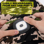 LED Beanie Hat with Light, USB Rechargeable LED Headlamp, Gifts for Men, Him, Husband, Boyfriend, Gifts for Dad, Husband, Father, Camouflage