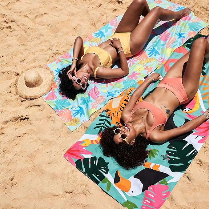 Dock & Bay Beach Towel - Quick Dry, Sand Free - Compact, Lightweight - 100% Recycled - Includes Bag - Aloha Glow - Extra Large (200x90cm, 78x35)