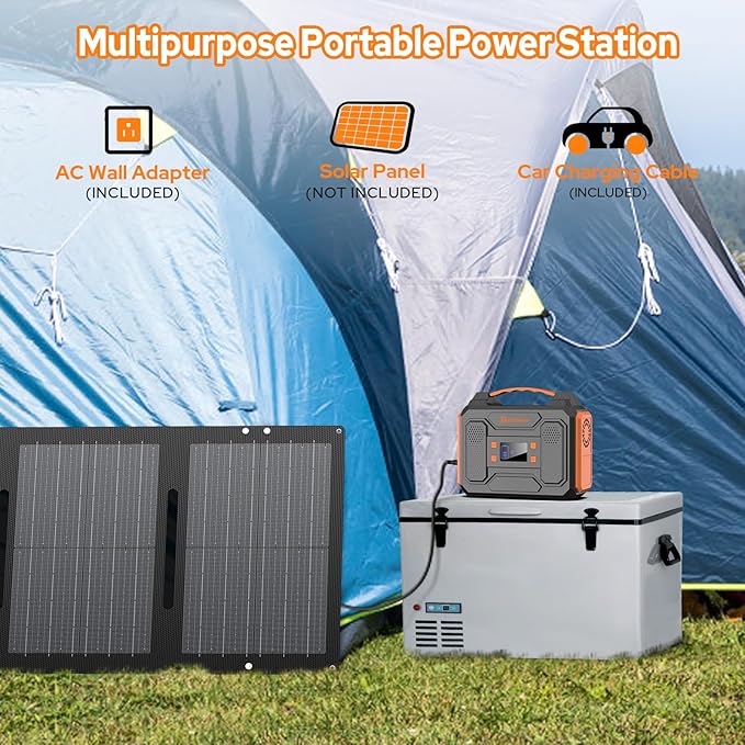 Portable Power Station 300W Solar Generator 280Wh(without Solar Panel), 110V Portable Power Bank with AC Outlet Pure Sine Wave, DC, USB QC3.0, External Lithium Battery Pack for Camping RV Outdoor Use
