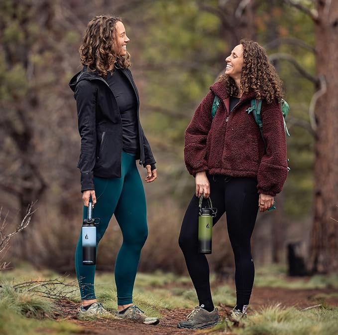 HYDRO CELL Stainless Steel Insulated Water Bottle with Straw - For Cold & Hot Drinks - Metal Vacuum Flask with Screw Cap and Modern Leakproof Sport Thermos for Adults (Army/Black 24oz)