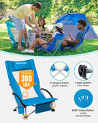 KingCamp Low Beach Chairs, Portable Folding Chair for Adults Extra Wide Ergonomic High Back Seat 300lbs Heavy Duty Lightweight Oversized Gear with Carry Bag for Outdoor Lawn Camping Picnic