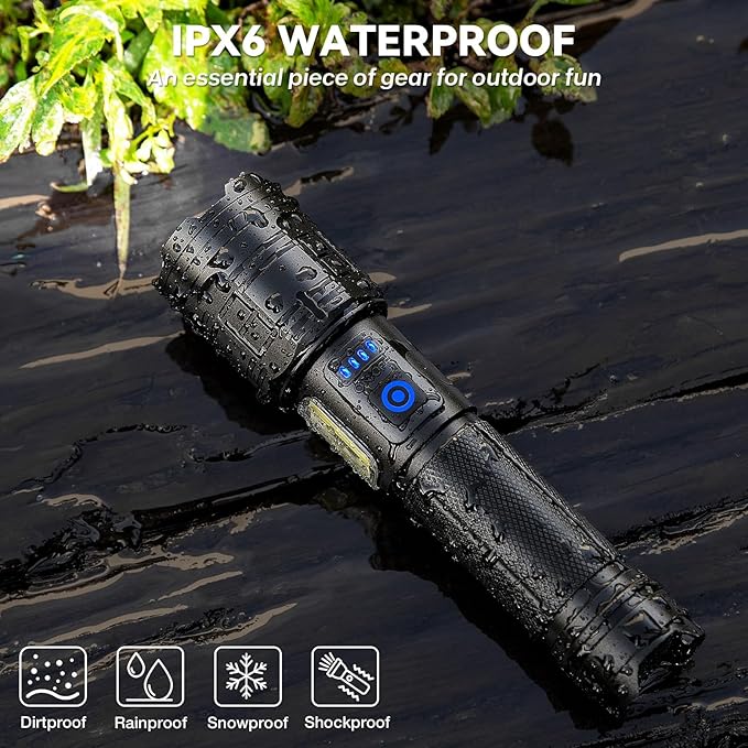 Flashlight Rechargeable 99,000 High Lumen - 2 Pack LED Flash Light with COB, 7 Modes Powerful Handheld Flashlight for Home, Camping (2)