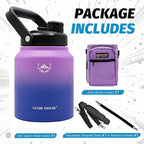 NATURE PIONEOR Insulated Water Bottles with Strap Pouch - 84 oz Stainless Steel Vacuum Bottle with Holder/Carrier/Sleeve - 18/8 Food Grade 84oz Water Jug