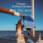 Nomadix Original Towel - Perfect for Beach, Pool, Travel, Camping, Yoga - Made with Recycled Materials - Super Absorbent - Sand Resistant - Poolside Navy - 72.5x30