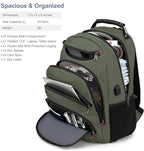 Boavan Laptop Backpack for men, 15.6 inch Laptop Bag with USB Port, Waterproof Travel Work Backpack Purse, Anti-Theft Teacher Nurse Doctor Casual Bookbags Office Business backpack,Green