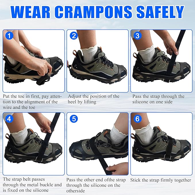 Ice Cleats Snow Traction for Shoes and Boots Ice Snow Crampons Ice Gripper for Walking on Snow and Ice 9-Studs Non Slip Ice Cleats Rubber Overshoe Slip-on Stretch Footwear Winter Hiking Climbing