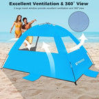 Venustas Beach Tent Sun Shelter for 3/4-5/6-7/8-10 Person, UPF 50+ UV Protection Beach Canopy, Lightweight and Easy Setup Cabana, Portable Shade Tent