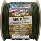 TOUGH-GRID Paracord Rope 750 lbs Nylon Parachute Cord, Made in USA Survival Kit, Outdoor Adventures, Camping, Tactical Gear & Emergency Supplies, Military Type IV Mil-Spec