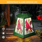 Solar Lantern with Shepherd Hook, Cardinal Hanging Solar Lantern Light, Outdoor Waterproof Glass Lanterns Metal Decorative for Garden Patio Yard Pathway, Gifts for Mom Women, Cardinal