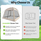 12' X 12' Screen House Room - Camping Screen Tent 8-10 Person&Instant UV Resistant Sun Shelter,Easy to Set up&Mosquito net Tent&Waterproof,Suitable for Family Camping Trip,Backyard,Picnic