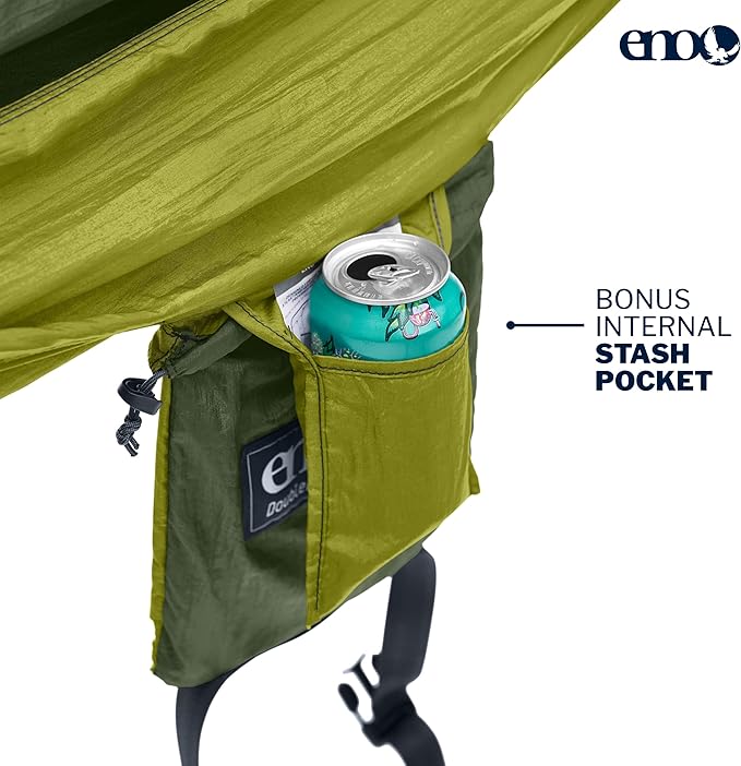 ENO DoubleNest Hammock - Lightweight, Portable, 1 to 2 Person Hammock - for Camping, Hiking, Backpacking, Travel, a Festival, or The Beach - Olive/Melon